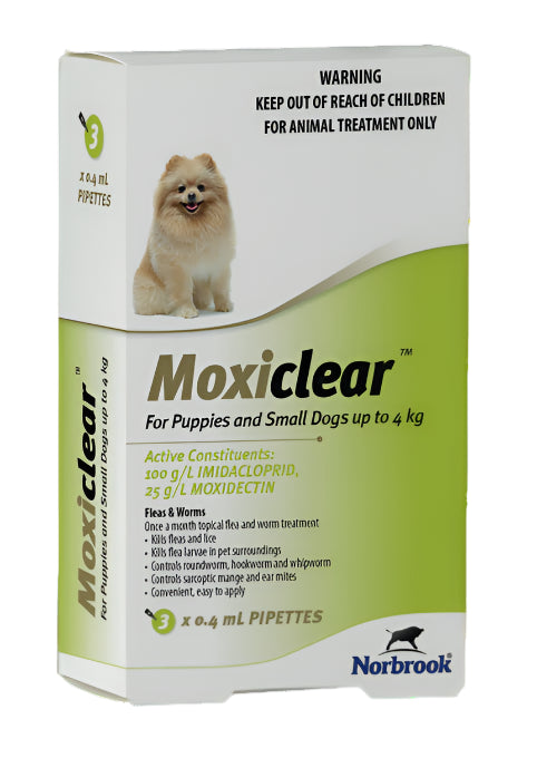 Moxiclear Flea & Worm Treatment for Dogs, Small dog and puppy flea and worm treatment, spot on flea and worm, pet Essentials Warehouse 