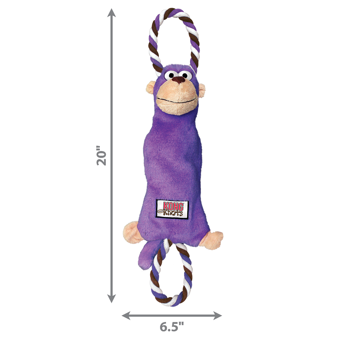 Kong Tugger Knots Tug & Fetch Monkey size guide, pet essentials warehouse