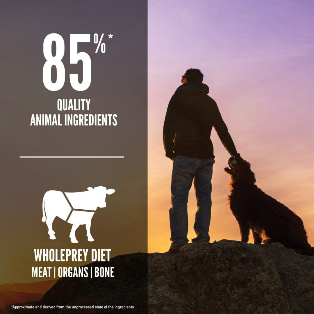 Orijen Dog Regional Red, Poster, 85% animal Ingredients, Pet Essentials Warehouse