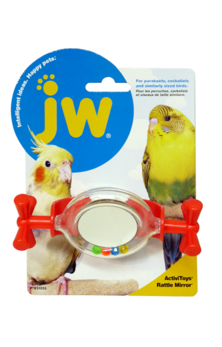 JW ActiviToy Rattle Mirror Bird Toy, Bird toys, Toys for Birds, Mirror toys for birds, JW bird toys, Pet Essentials Warehouse