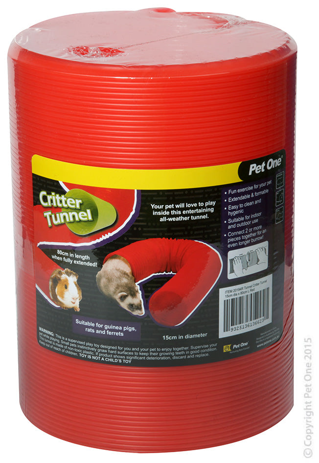 Pet One Critter Tunnel Large Red colour, pet essentials warehouse