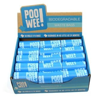 PooWee Biodegradable Waste Bag box of 30, pet essentials warehouse