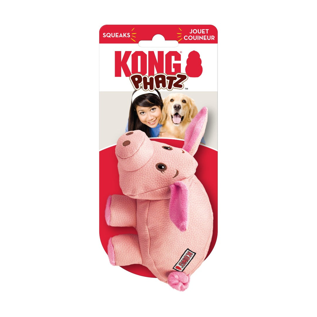 Kong Phatz Pig Dog Toy on packaging, pet essentials warehouse