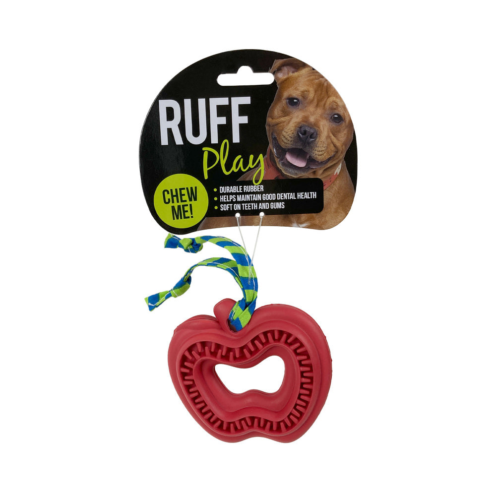 Ruff Play Rubber Dental Apple Dog Toy, dental chew toys, Ruff Play dog toys, Apple dog toy, Pet Essentials Warehouse