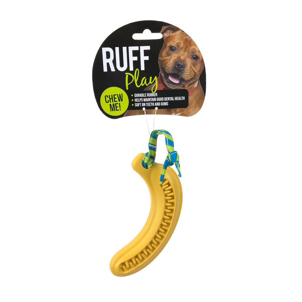 Ruff Play Rubber Dental Banana Dog Toy, Ruff Play dog toys, Banana dog toys, Chew toy, Pet Essentials Warehouse