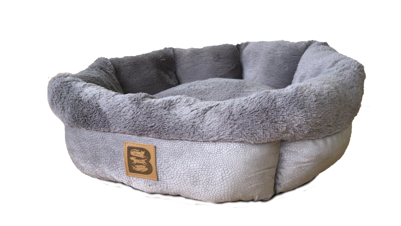 Brooklands Cozy Round Bed grey large, pet essentials warehouse, dog bed with high sides