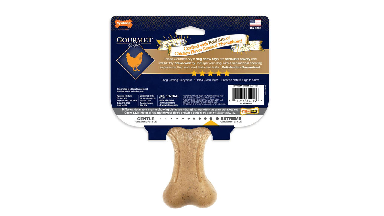 Nylabone Gourmet Style Strong Wishbone Chicken Dog Toy, Wishbone dog toy, Long Lasting chew toy, Pet Essentials Warehouse, Barcode, Chicken Chew Toy