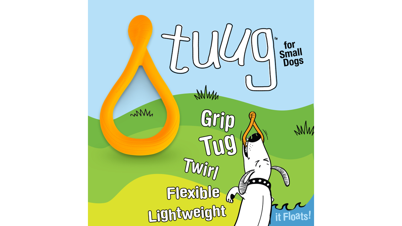 Creative Play Tuug, Small orange dog toy, It floats, Twirl, Tug, Pet Essentials Warehouse