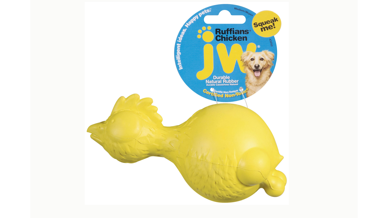 JW Ruffians Chicken Dog Toy, Rubber Chicken Dog toy, pet essentials warehouse