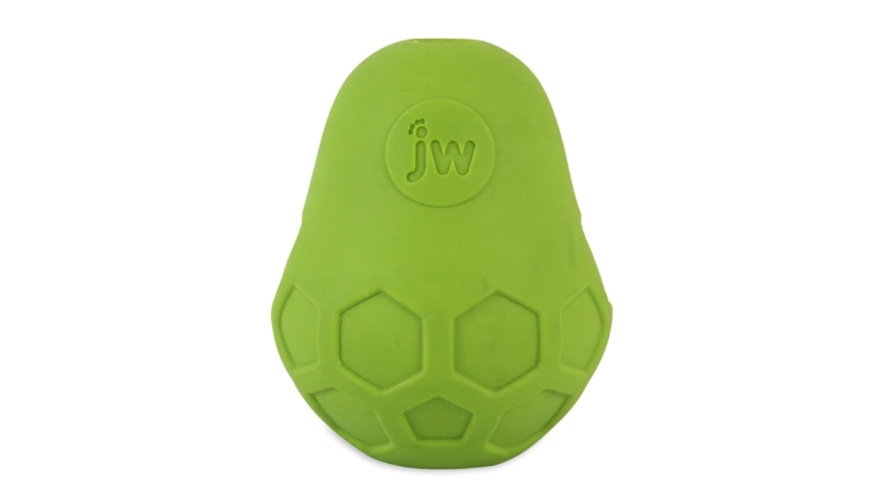 JW Tumble Teez green small dog toy, pet essentials warehouse