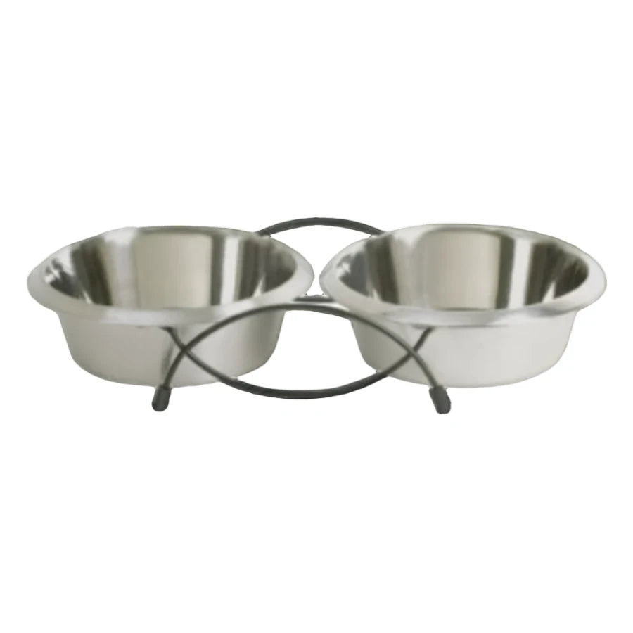 Stainless Steel Double Diner, Double bowl for dogs, Stainless steel bowls, Pet Essentials Warehouse