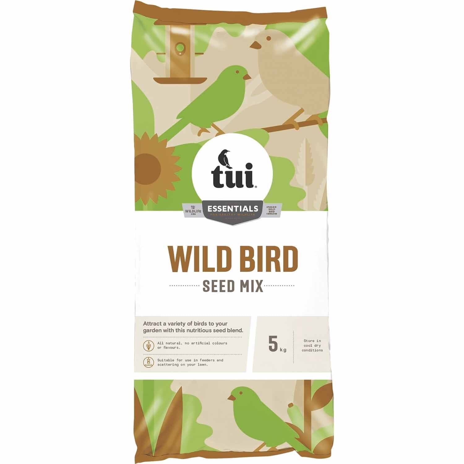 Tui Wild Bird Seed Mix 5kg  bag, tui essentials bird seed, pet essentials warehouse