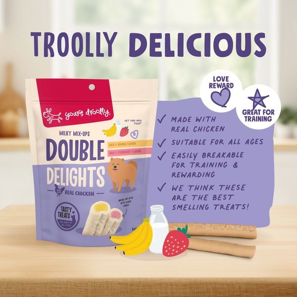 Yours Droolly Double Delights Milky Mix Ups, All Age dog treats, Treats for dogs, Chicken dog Treats, Pet Essentials Warehouse