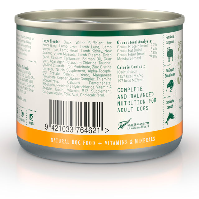 Zealandia Duck Pate Wet Dog Food, Barcode, Ingredient List, Duck dog food, Pet Essentials Warehouse 