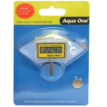 Aqua One Easy Read LCD Thermometer, Thermometer for fish tanks, Easy Read Thermometer, Pet Essentials