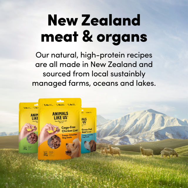 Animals Like Us Grass-Fed Beef Liver Freeze Dried Dog Treats, New Zealand made dog treats, High Protein dog treats, Pet Essentials Warehouse