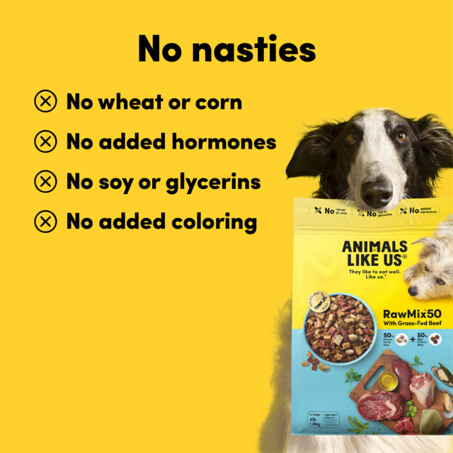 Animals Like Us RawMix50 with Grass-Fed Beef Freeze Dried Dog Food, Animals Like Us pet food, Pet Essentials