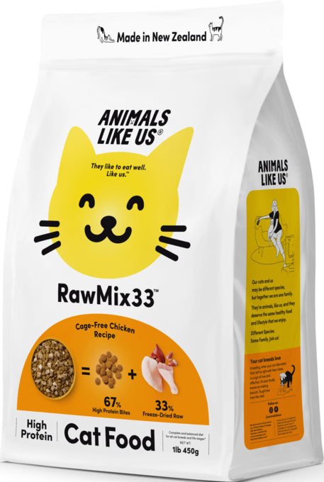 Animals Like Us RawMix33 Cage-Free Chicken Dry Cat Food, RawMix33 cat food, High protein cat food, Pet Essentials Warehouse