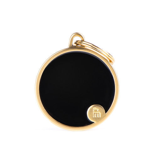 My Family Basic Handmade Black Stain Gold Circle Tag, My family tags, Tags for dogs, Pet Essentials Warehouse