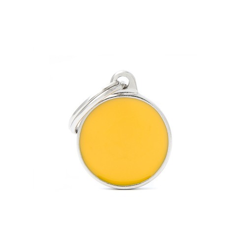 My Family Basic Handmade Circle Yellow Tag, Handmade dog tags, Tags for dogs, Pet Essentials Warehouse