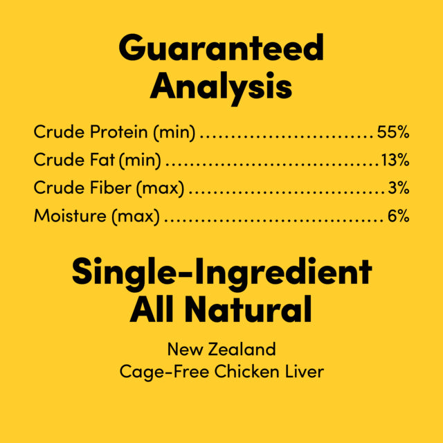 Animals Like Us Cage-Free Chicken Liver Freeze Dried Dog Treats, Guaranteed analysis, Single ingredients,  Pet Essentials Warehouse