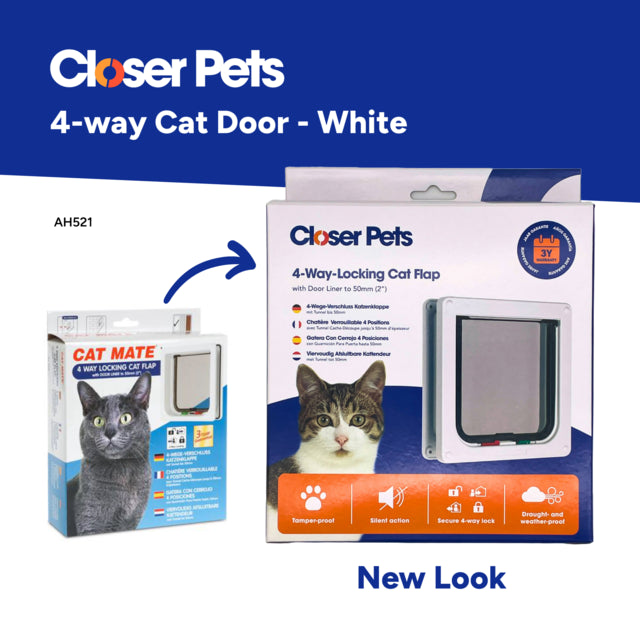 Closer Pets 4 Way Locking Wood Fitting with Liner Cat Door, Doors for cats, cat doors, Pet Essentials Warehouse