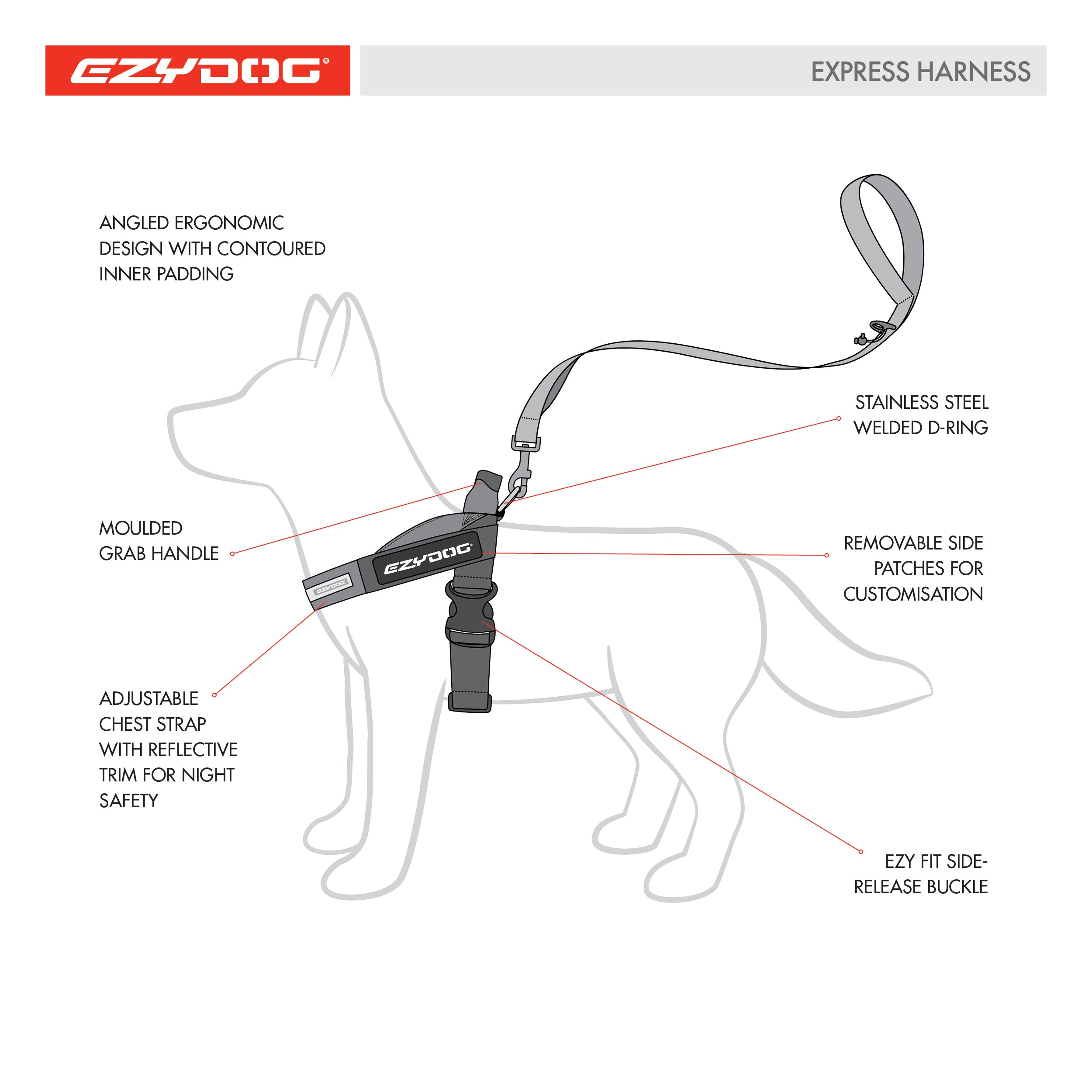 EzyDog Express Harness, Poster for dog harnesses, Pet Essentials Warehouse