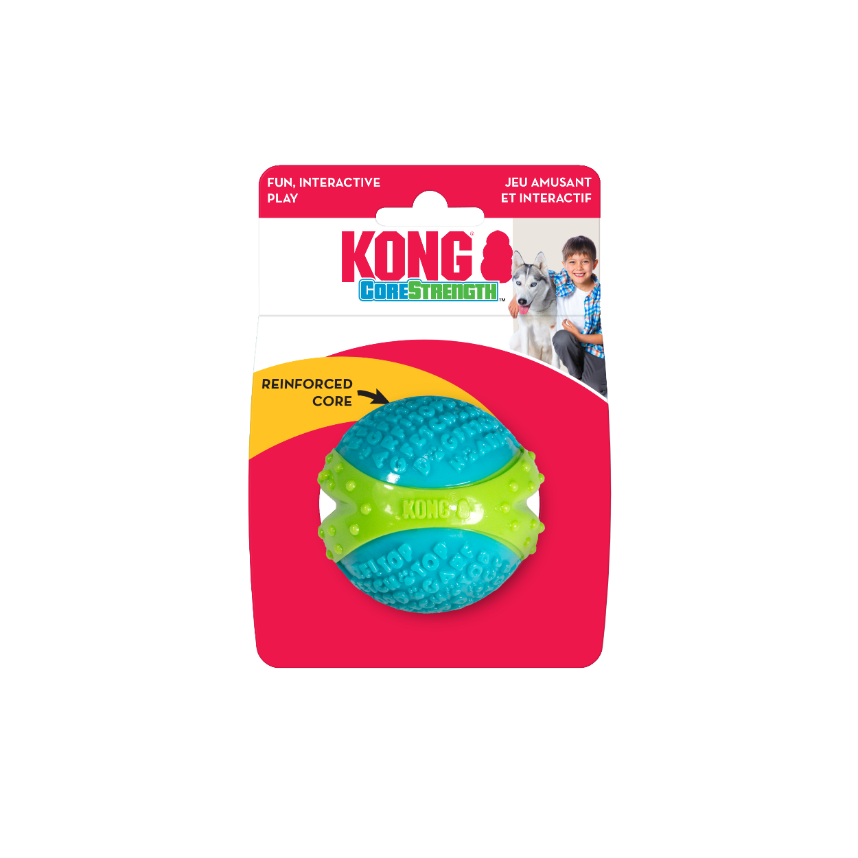 Kong Core Strength Ball Dog Toy with packaging, pet essentials warehouse