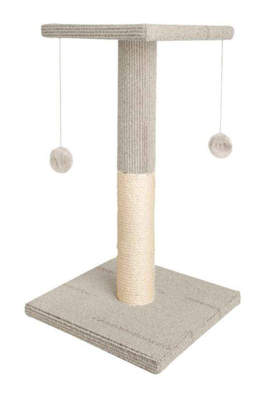 Trouble & Trix Charlie Platform Sisal & Carpet Cat Scratcher tan colour, cat scratching post with top platform, pet essentials warehouse,