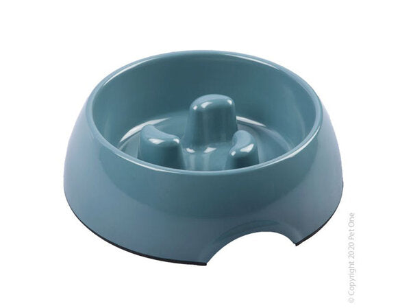 Pet One Melamine Bowl Slow Down Slow Feeder Blue, slow feeder blue, slow feeder for dogs, Pet Essentials Warehouse