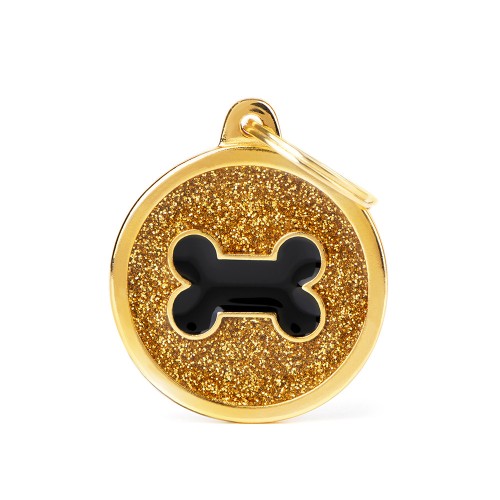 My Family Shine Circle Gold Bone Tag, Shiney tag, ID tags for pets, Pet Essentials Warehouse