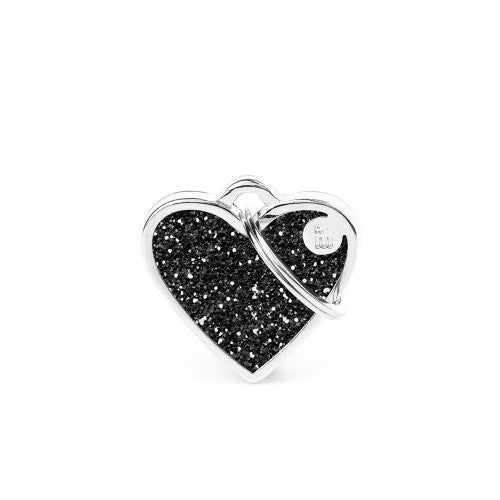 My Family Glitter Heart Black Tag