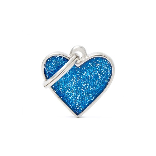 My Family Glitter Heart Blue Tag, Blue Glitter tag, tag for pets, Pet Essentials Warehouse 