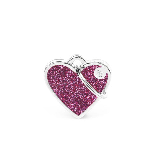 My Family Glitter Heart Pink Tag, Pink Heart tag, Tag for pets, Pet Essentials Warehouse