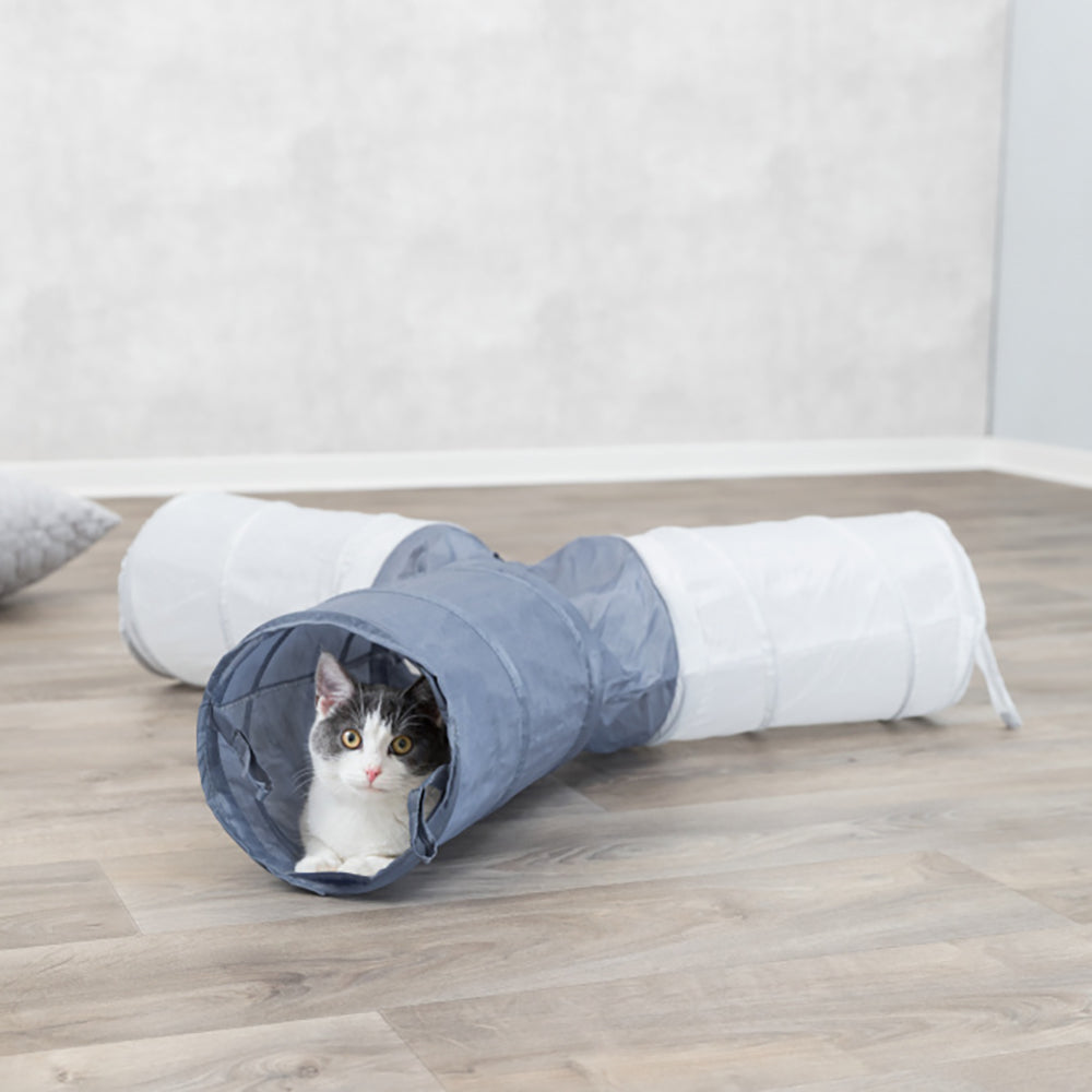 cat inside Trixie 4 Entrance Cat Tunnel, pet essentials warehosue