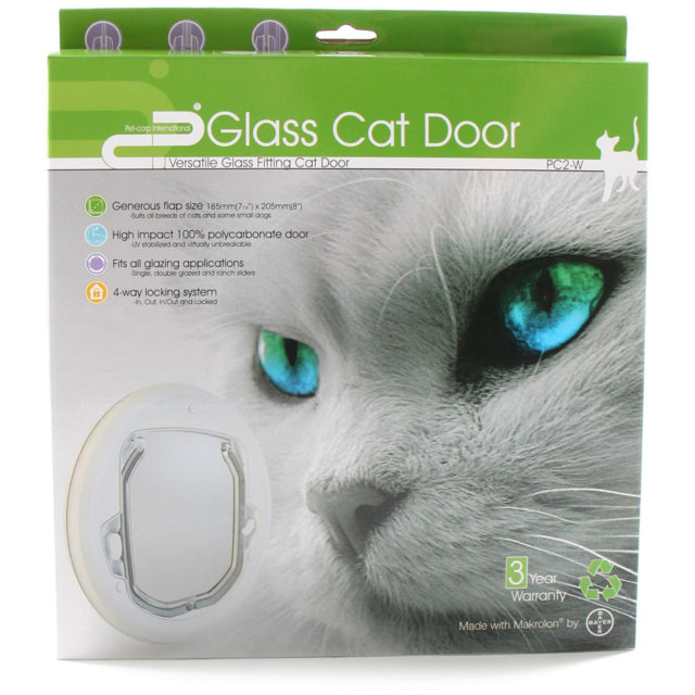 Pet-Corp Versatile Glass Fitting Cat Door, Glass cat door, Pet Essentials Warehouse