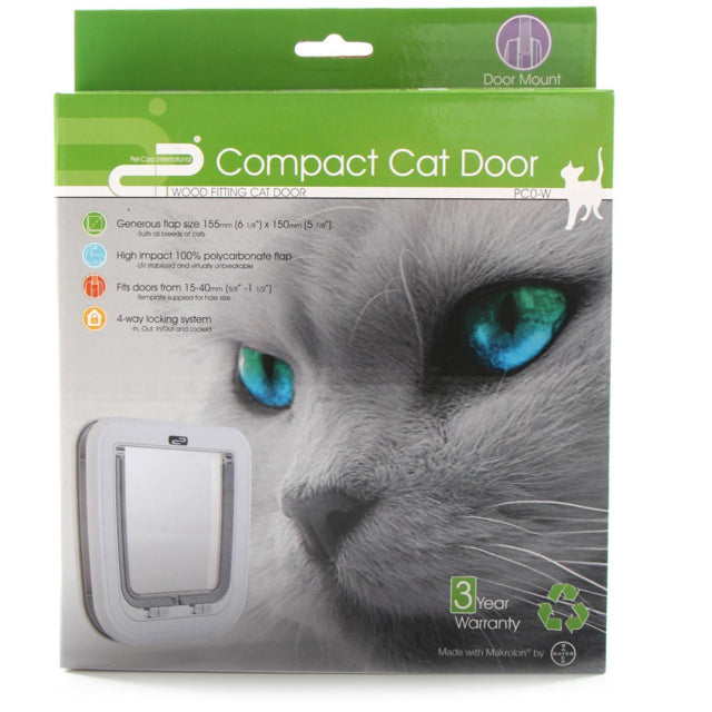 Pet-Corp Compact Wood Fitting Cat Door, Cat door, Door for cats, Pet Essentials Warehouse