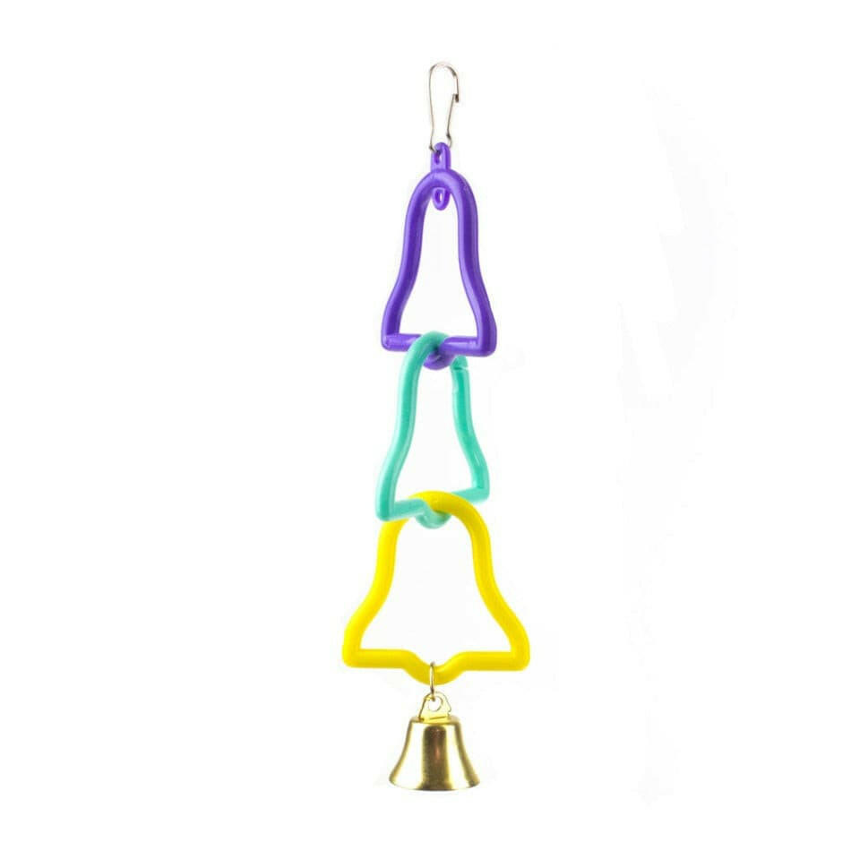 Avian Care 3 Bell Rings & Bell Bird Toy, Avi One Plastic hanging bird toys, pet essentials napier, plastic hanging bird toy