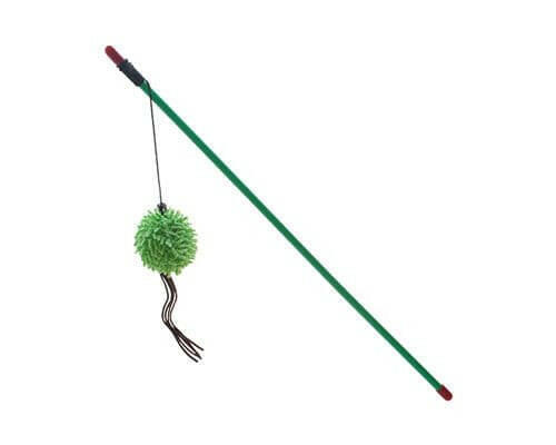 Cat Teaser Wand With Green Ball 46cm, Allpet NZ, Pet Essentials Napier, Pets Warehouse, Pet Essentials porirua, cat toys nz, bird toys, drum toy for birds, Cat Teaser Wand Leopard With Feather 46cm