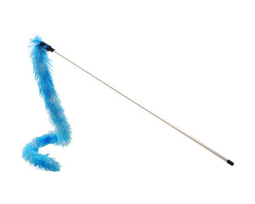 Cat Teaser Wand With Teaser Blue 46cm, Allpet NZ, Pet Essentials Napier, Pets Warehouse, Pet Essentials porirua, cat toys nz, bird toys, drum toy for birds, Cat Teaser Wand Leopard With Feather 46cm