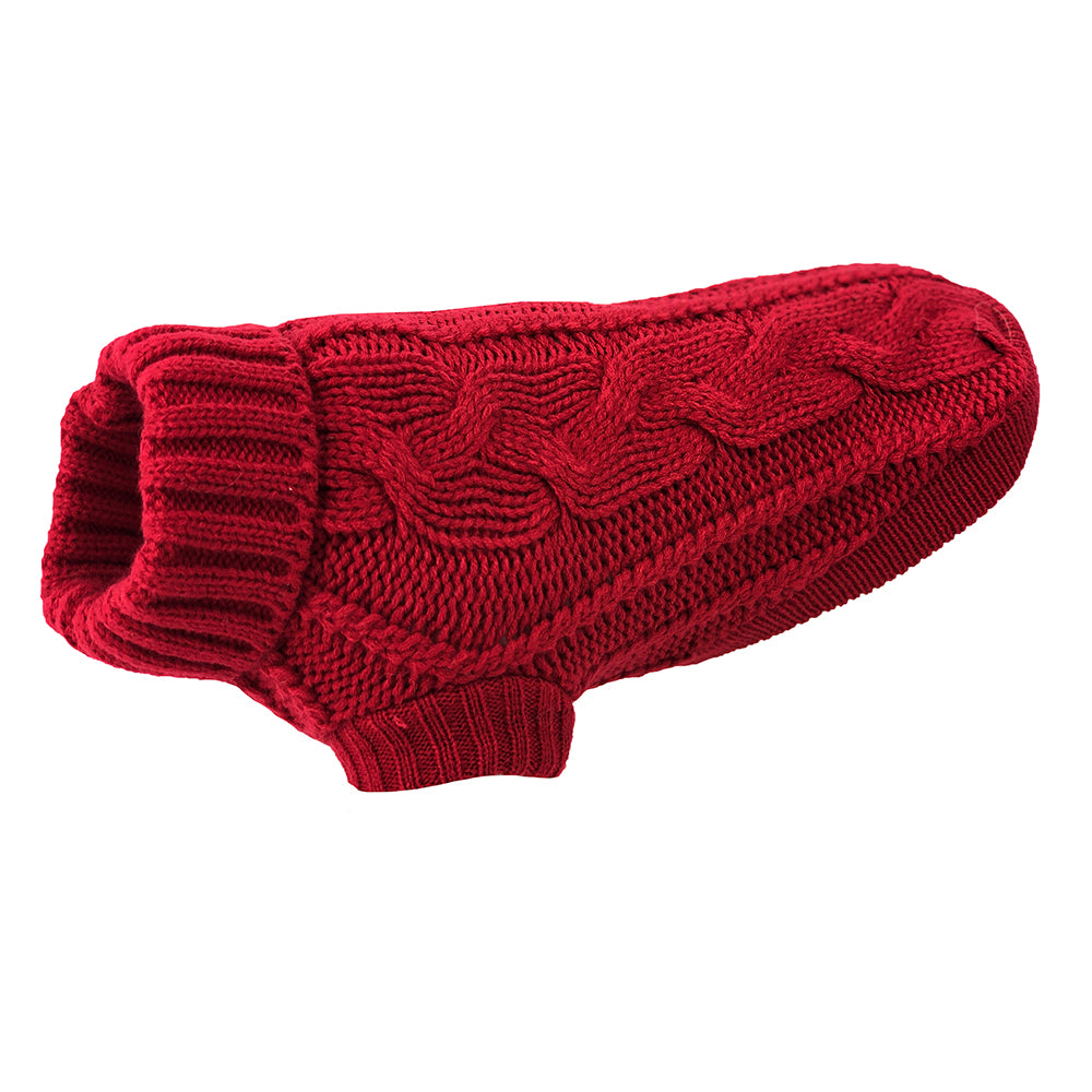 Huskimo Jumper Cable Knit Chilli, Huskimo red dog jumper, pet essentials warehouse napier