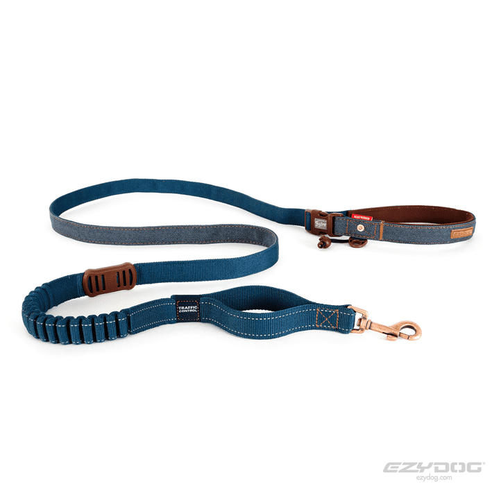 Ezydog Road Runner Lead 2.1m Denim ^LRR25D, Denim dog running leads, pet essentials warehouse napier, pet essentials hastings