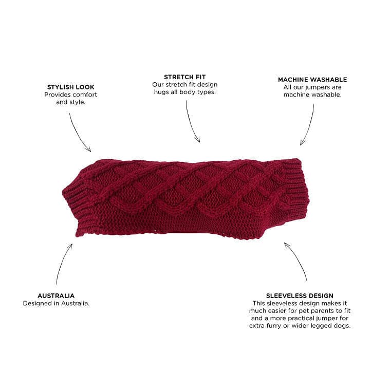 Jumper Huskimo Diamond Cable Scarlet features