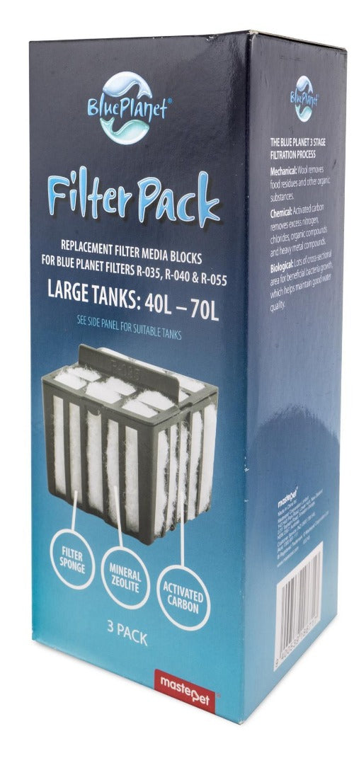 Blue Planet Filter Media Medium 40-70 L 3pack, blue planet fish tank 40L, blue planet tank filter replacement kit