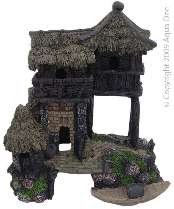 Aqua One Ornament Thatched Hut, Fish tank ornament hutch, pet essentials warehouse